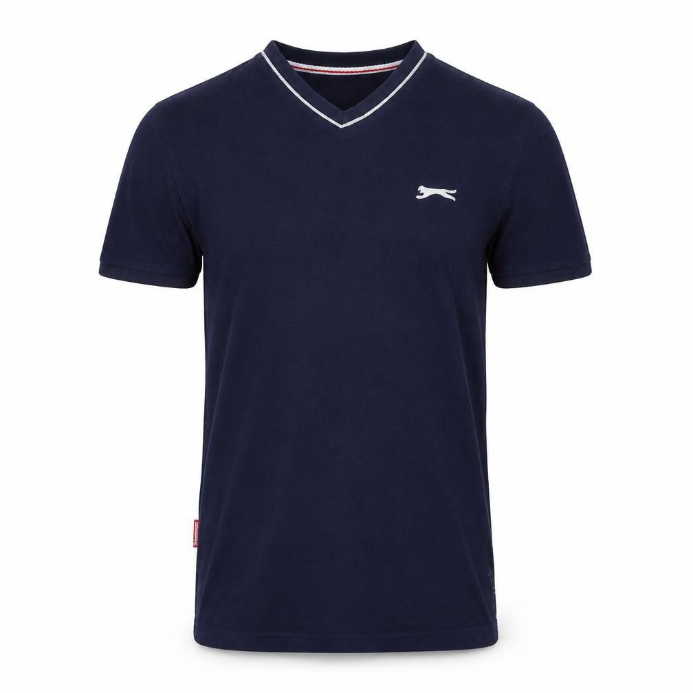 Slazenger Men's Blue V-Neck T-Shirt, Size S, Cotton