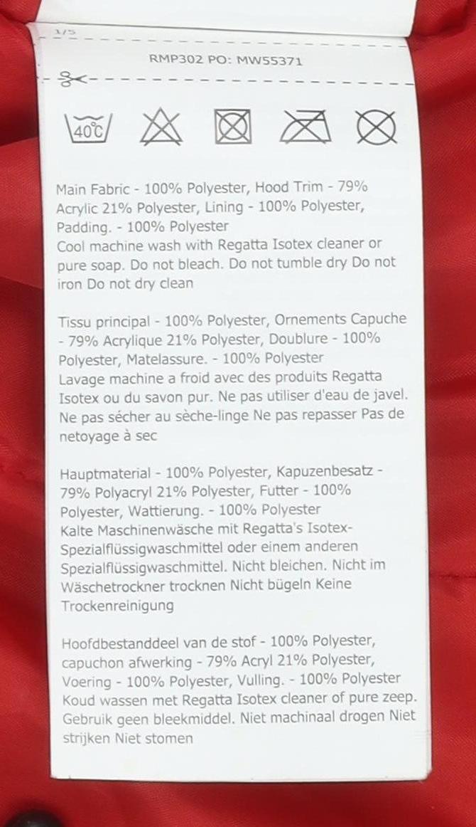 Regatta Men's Red Waterproof Rain Coat Jacket M