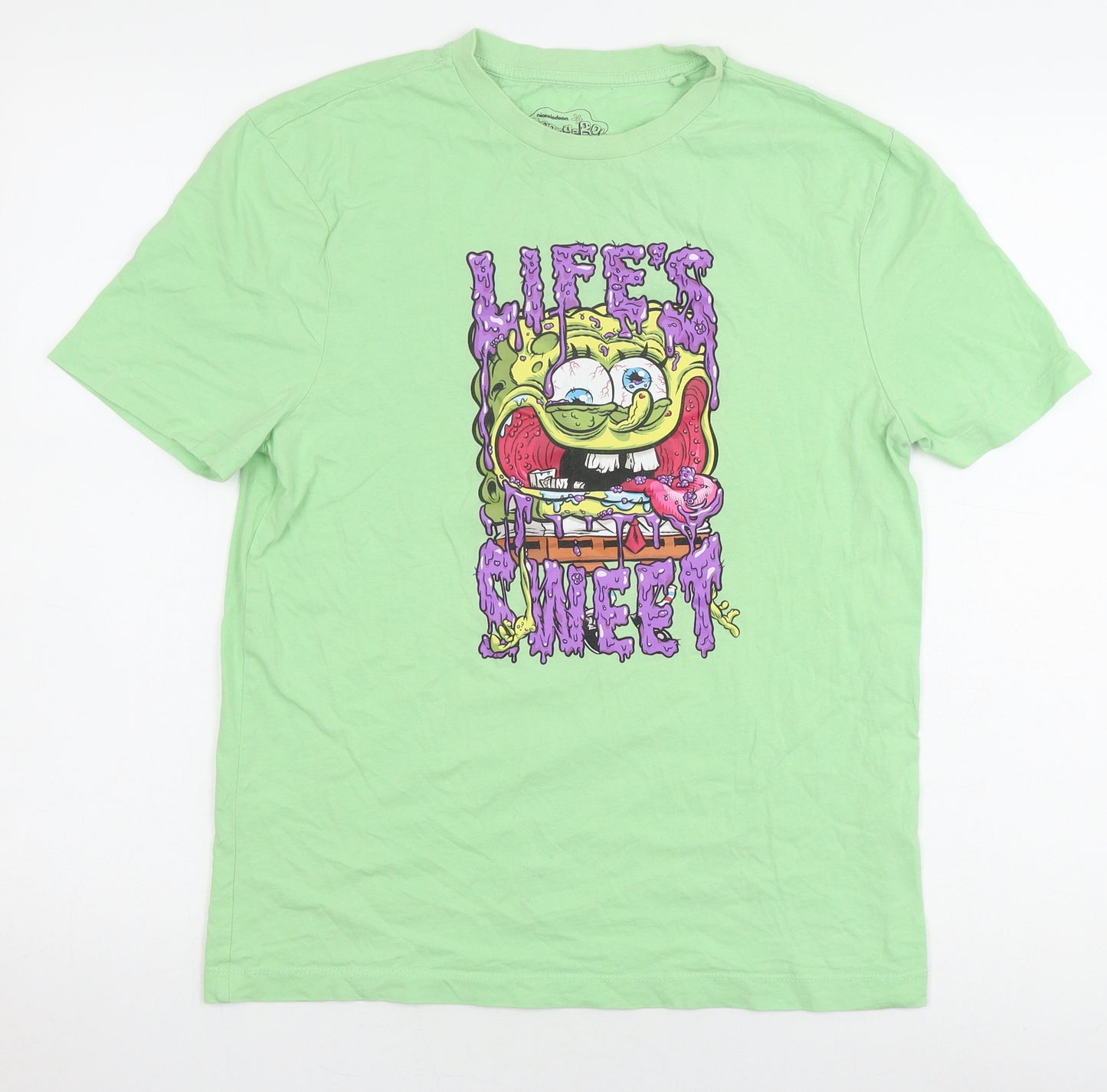 Nickelodeon Men Green SpongeBob Cartoon T-Shirt M