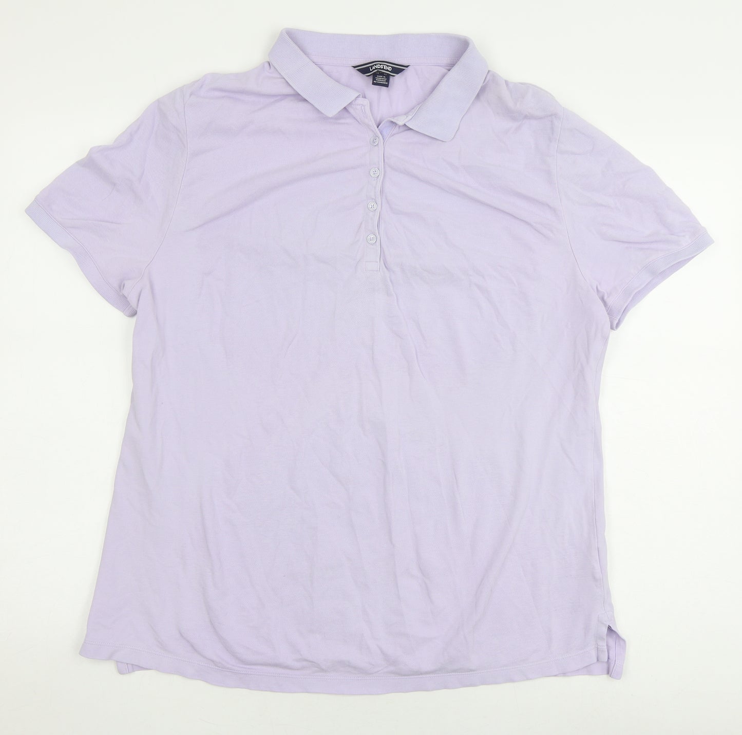 Lands' End Men's Purple Polo Shirt, Size L, Short Sleeve