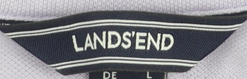 Lands' End Men's Purple Polo Shirt, Size L, Short Sleeve