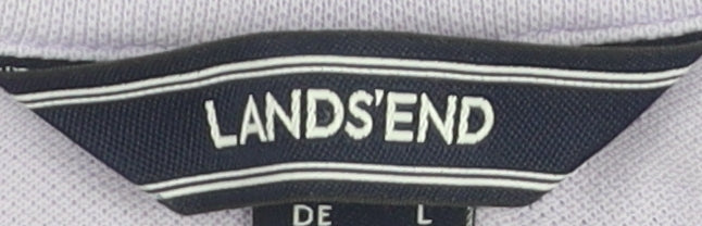 Lands' End Men's Purple Polo Shirt, Size L, Short Sleeve