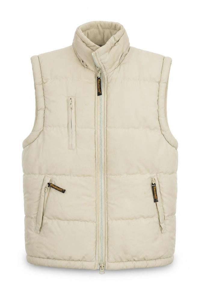 Front view of Result Beige Puffer Waistcoat unisex adults s