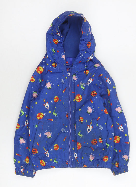 Regatta Boys Blue Peppa Pig Hooded Rain Coat