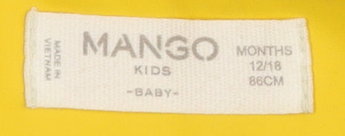 Mango Boys Yellow Rain Coat 1-2 Years, Hooded Lined Zip