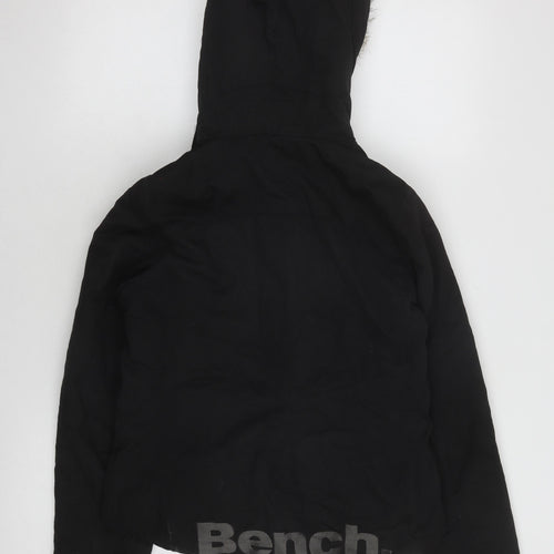Bench Women's Black Puffer Jacket Fur Trim Hood M