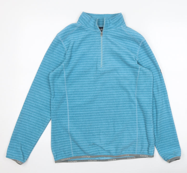 Tog 24 Women's Blue Striped Henley Sweater Size 12