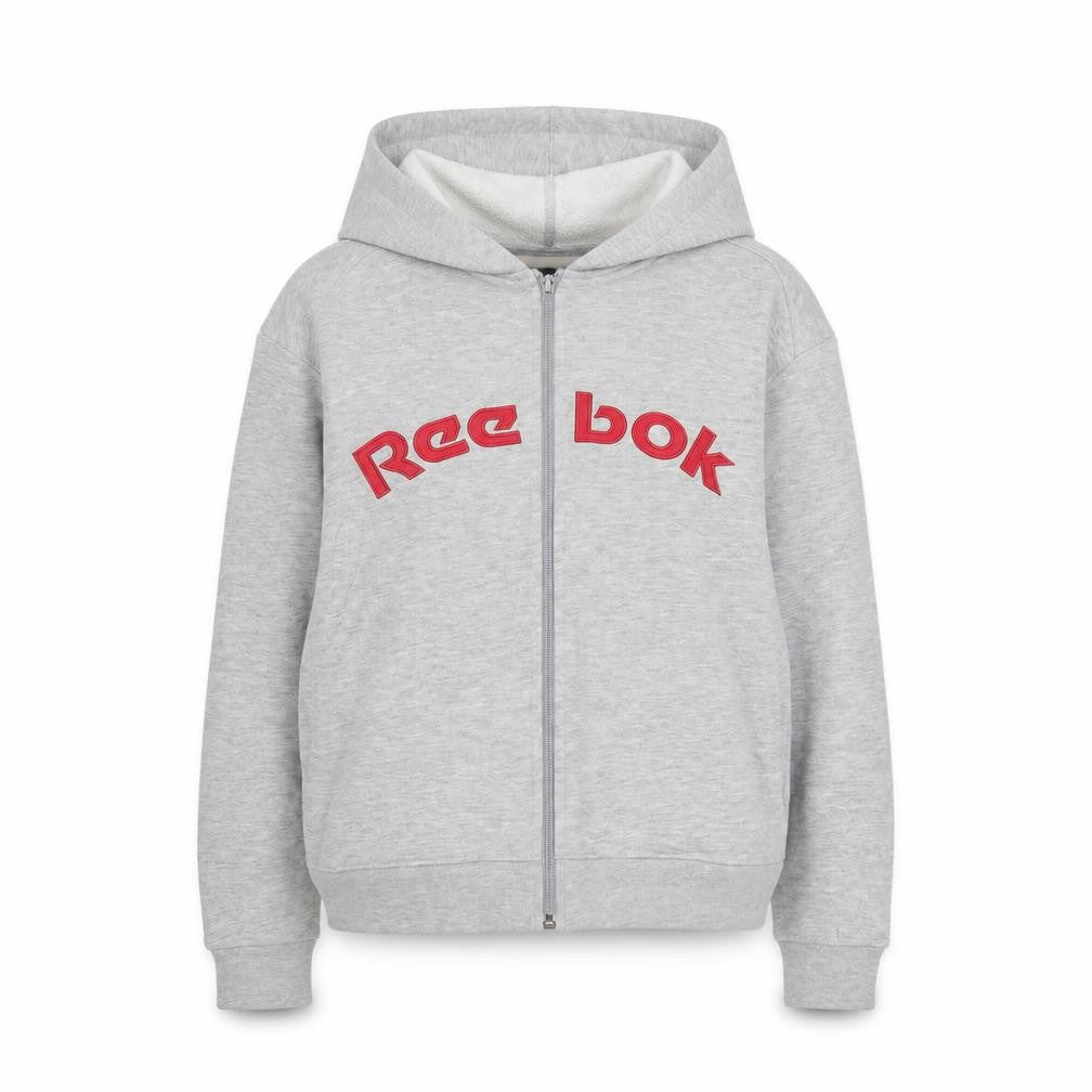 Front view of Reebok Women's Grey Hooded Zip Jacket, size 12
