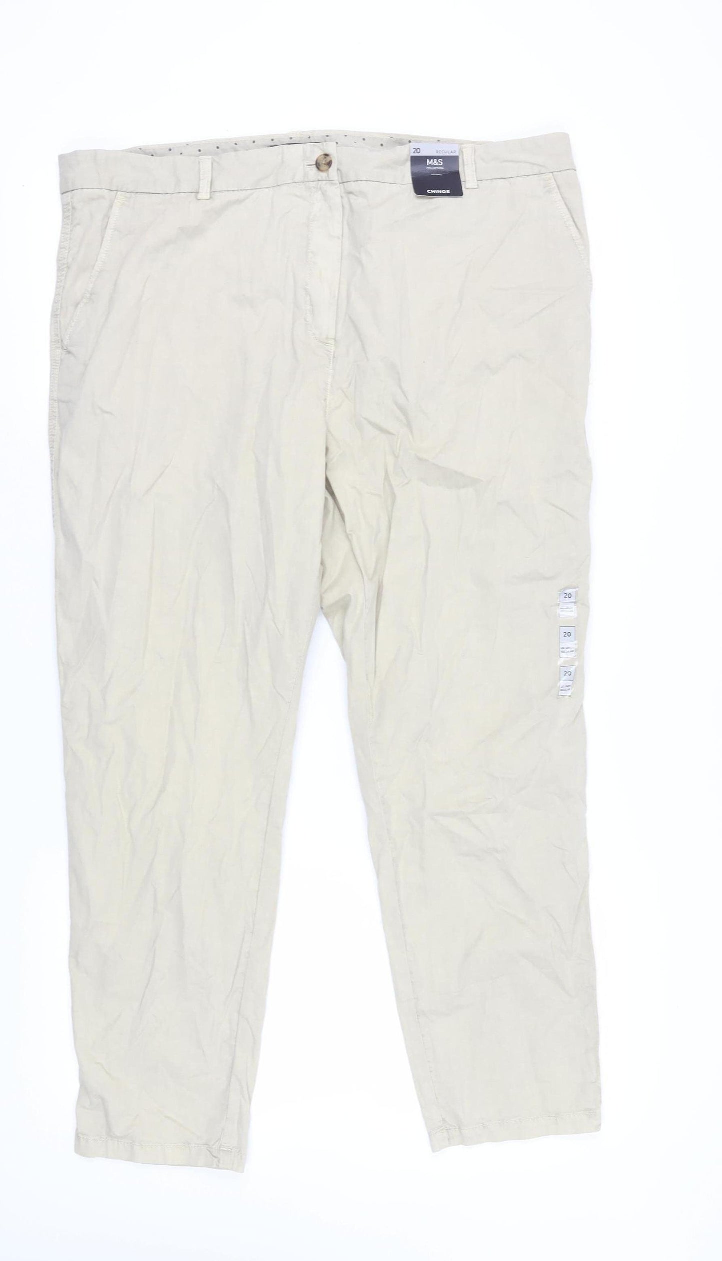 Marks and Spencer Women's Beige Chino Trousers Size 20