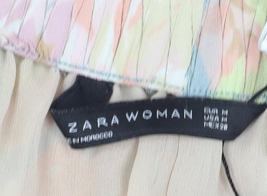 Zara Women Multicoloured Floral Wide-Leg Trousers Size 12