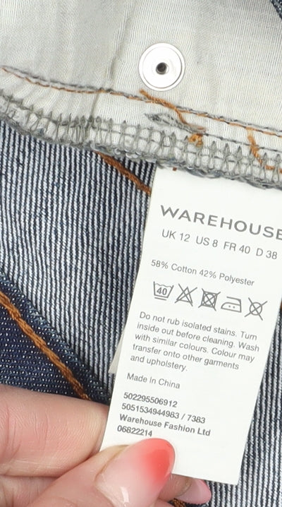 Warehouse Women's Blue Denim Chino Shorts, Size 12