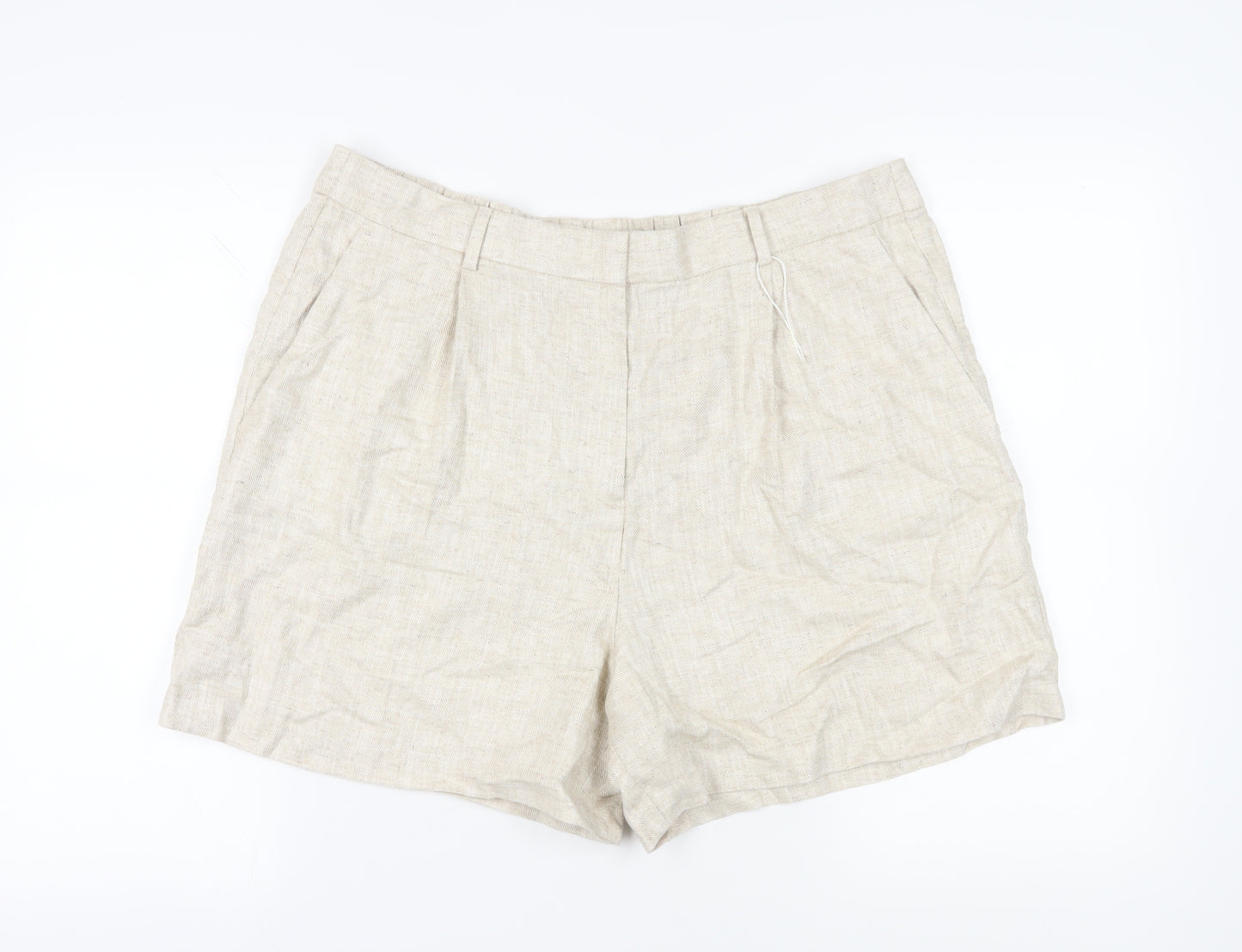 Marks and Spencer Women's Beige Linen Chino Shorts