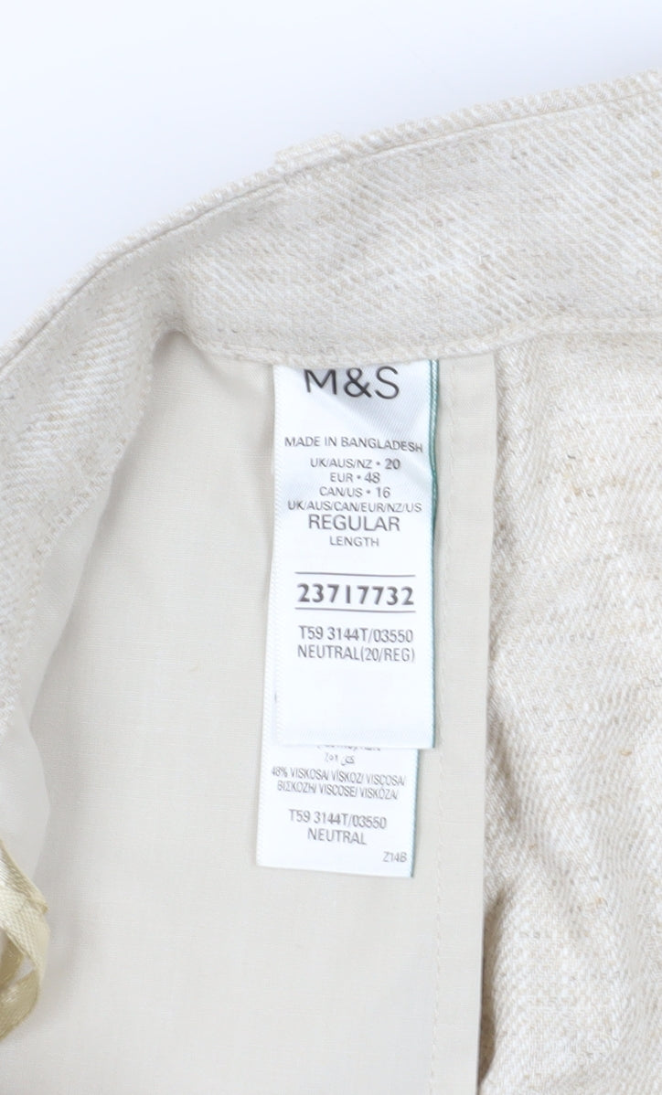 Marks and Spencer Women's Beige Linen Chino Shorts