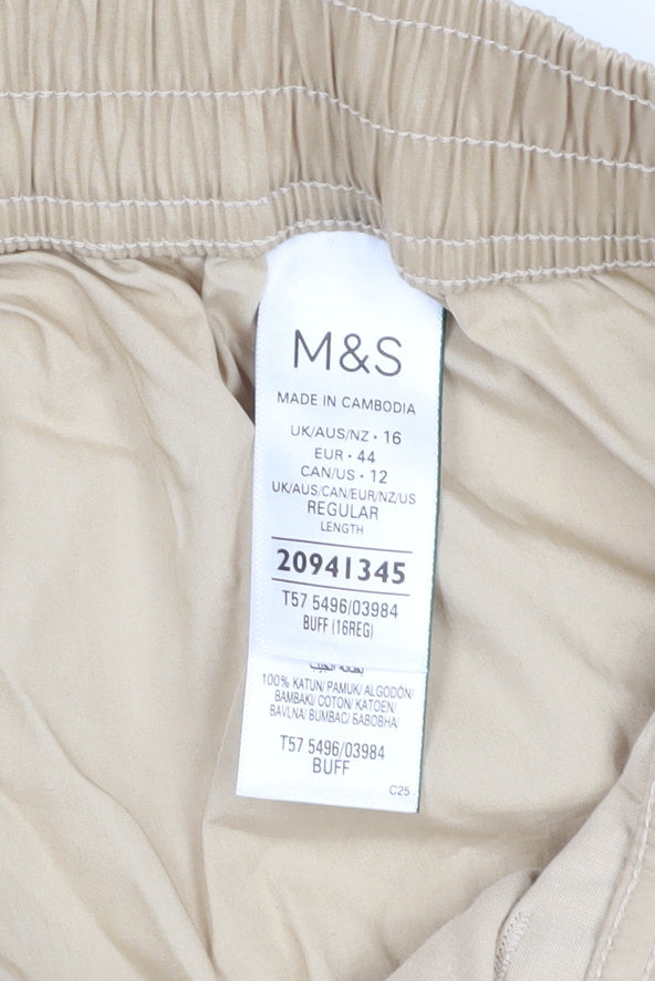 Marks and Spencer Womens Beige Cropped Trousers, Size 16