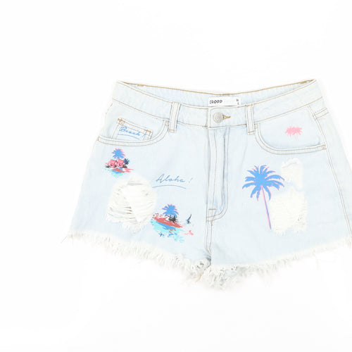 Cropp Women's Blue Cut-Off Denim Shorts Size 8