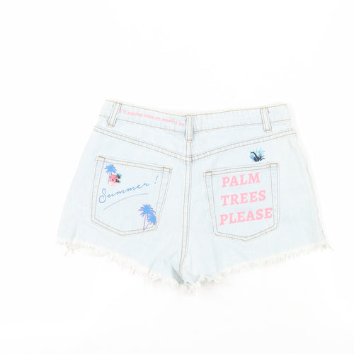 Cropp Women's Blue Cut-Off Denim Shorts Size 8