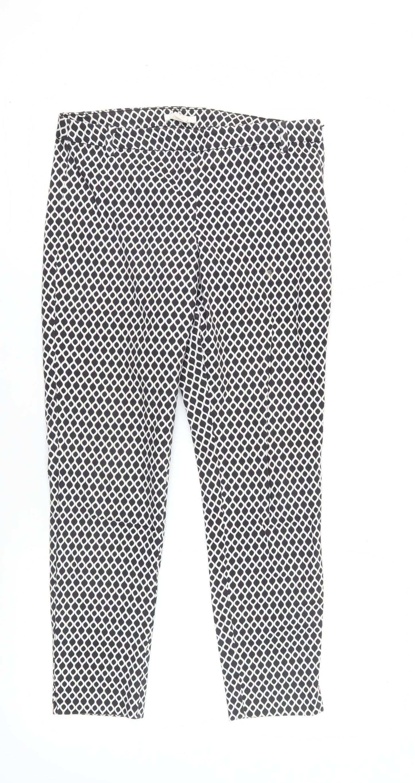 H&M Women’s Geometric Trousers, Size 10, Black/White