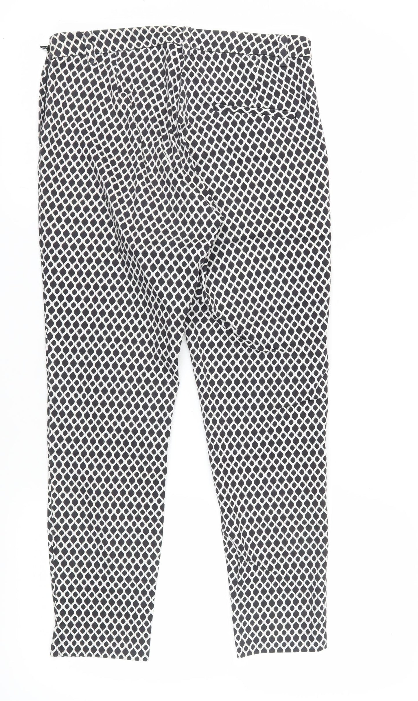H&M Women’s Geometric Trousers, Size 10, Black/White