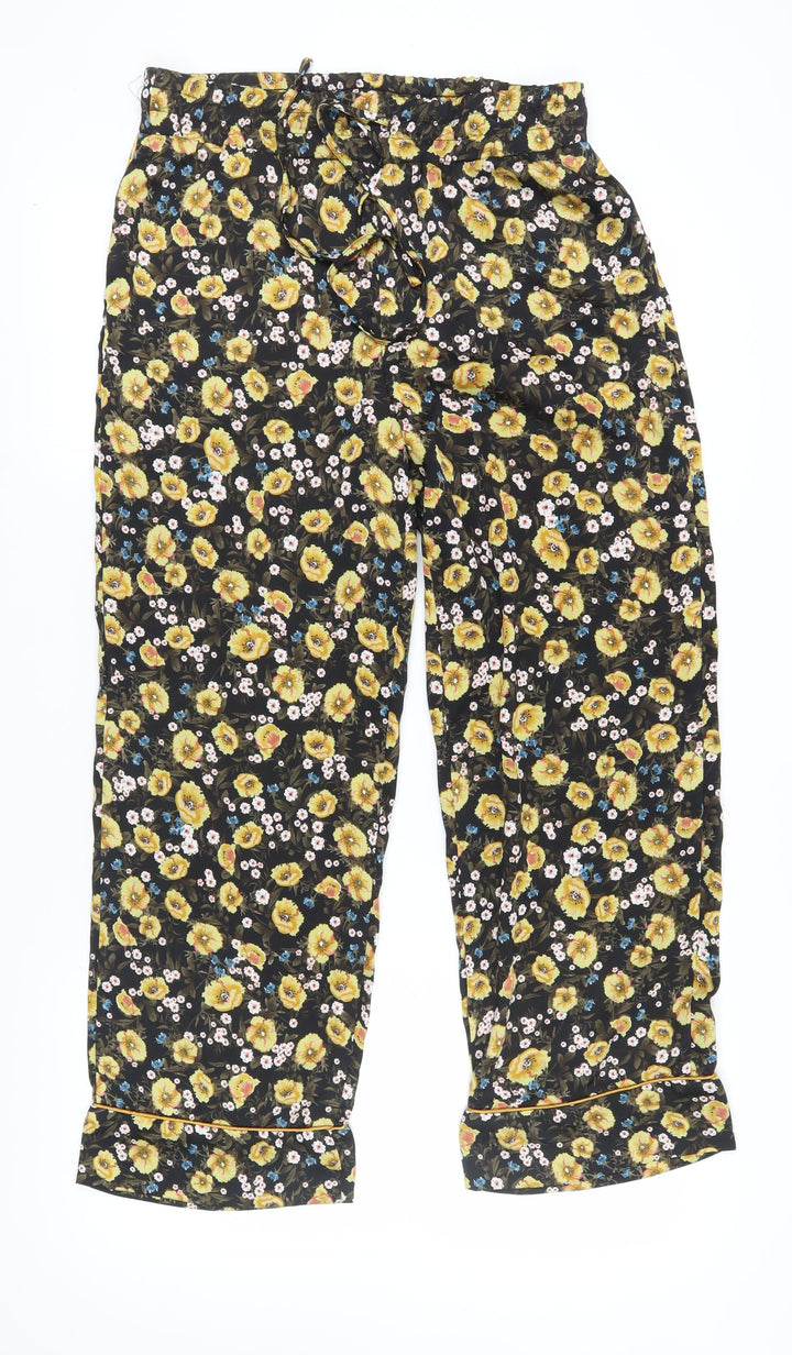 ICHI Women's Multicoloured Floral Cropped Trousers L
