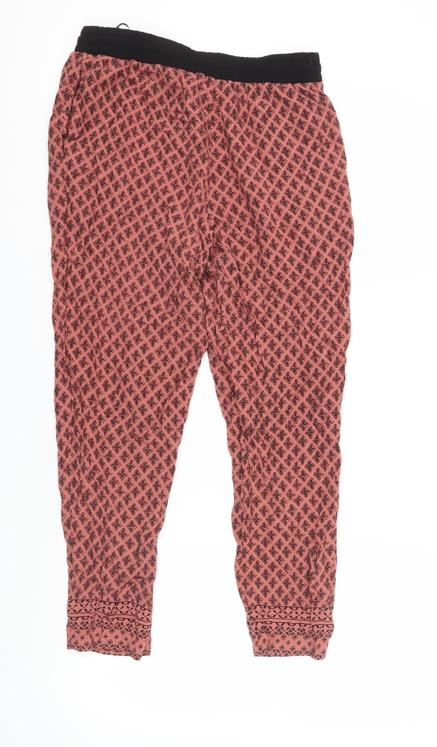 New Look Women's Red Geometric Harem Trousers Size 14