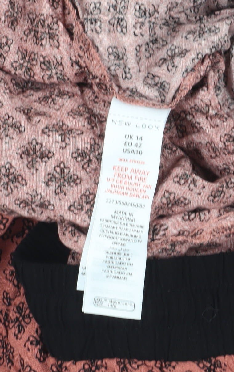 New Look Women's Red Geometric Harem Trousers Size 14