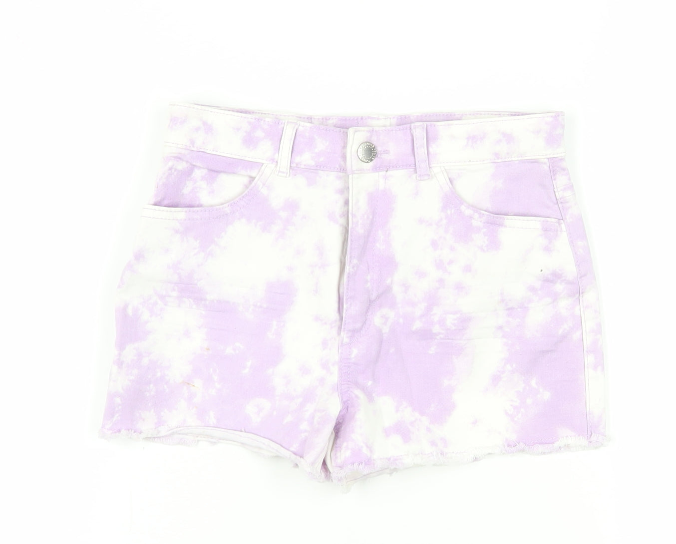 H&M Girls Purple Cut-Off Denim Shorts, Size 12-13 Years