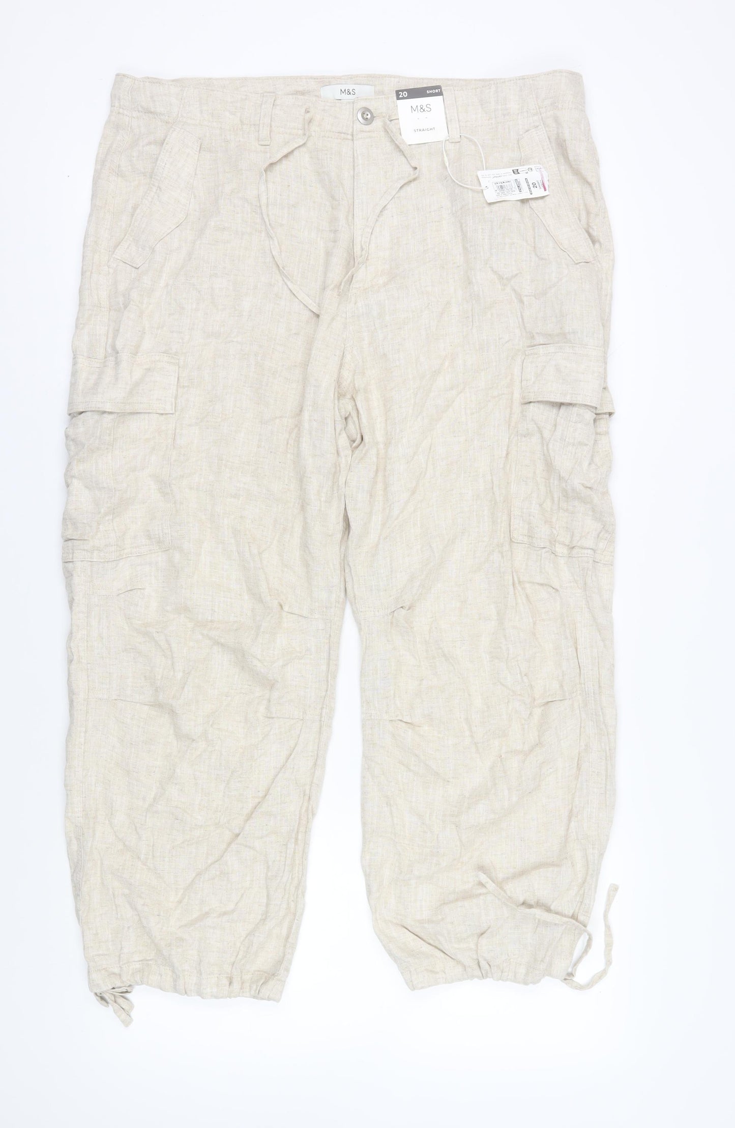 Marks & Spencer Women's Beige Cargo Trousers, Size 20