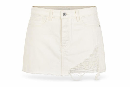 Front view of PRETTYLITTLETHING Women's Ivory Mini Skirt -, size 6