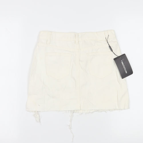 PrettyLittleThing Women's Ivory Mini Skirt - Size 6