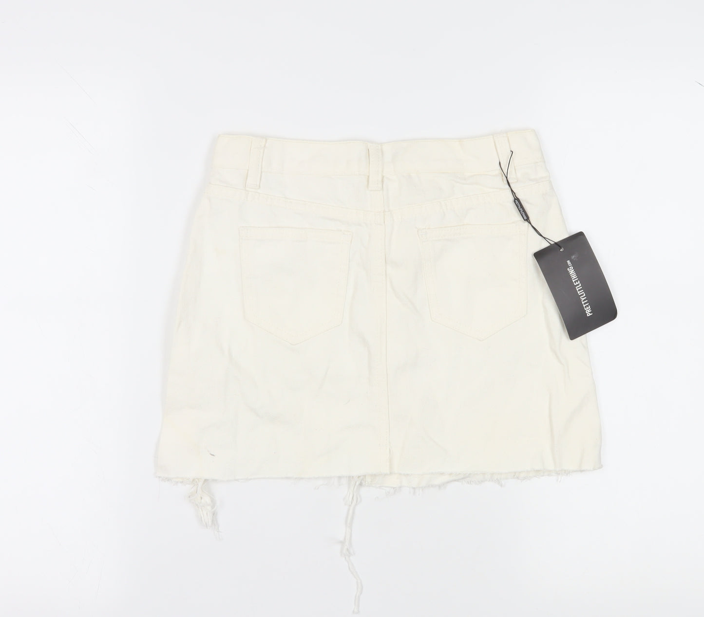 PrettyLittleThing Women's Ivory Mini Skirt - Size 6