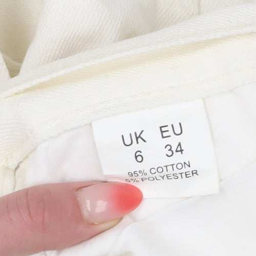 PrettyLittleThing Women's Ivory Mini Skirt - Size 6