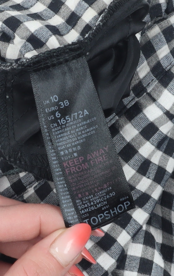 Topshop Women's Multicoloured Check Paperbag Trousers