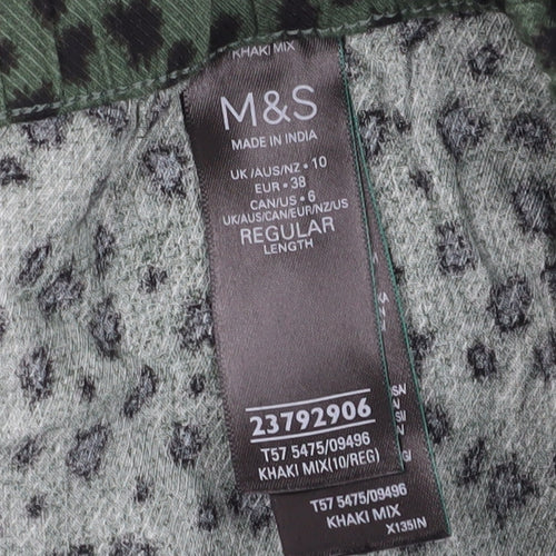 Marks and Spencer Women's Green Joggers - Size 10