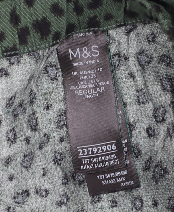 Marks and Spencer Women's Green Joggers - Size 10