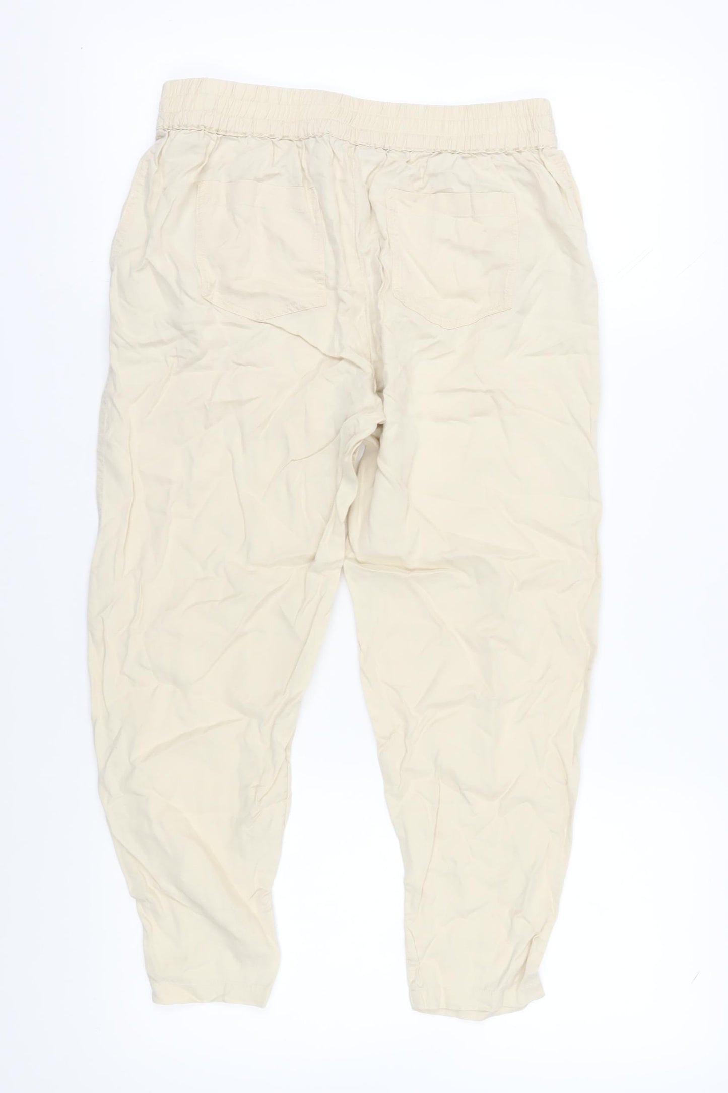 M&Co Women's Beige Petite Jogger Trousers Size 10