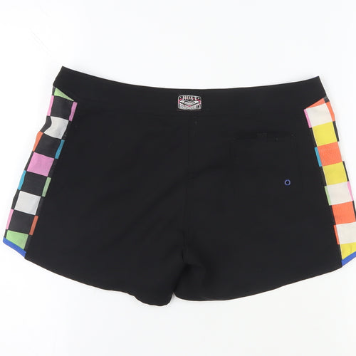 Roxy Women's Black Multicoloured Check Shorts M