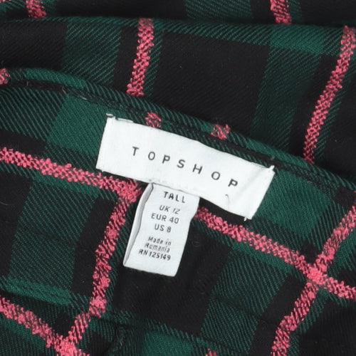 Topshop Women's Multicoloured Plaid Trousers, Size 12