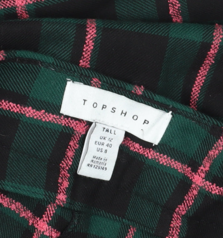 Topshop Women's Multicoloured Plaid Trousers, Size 12