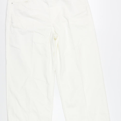 Marks and Spencer Women's White Wide-Leg Jeans, Size 16