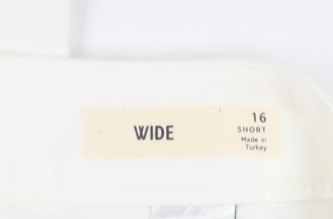 Marks and Spencer Women's White Wide-Leg Jeans, Size 16