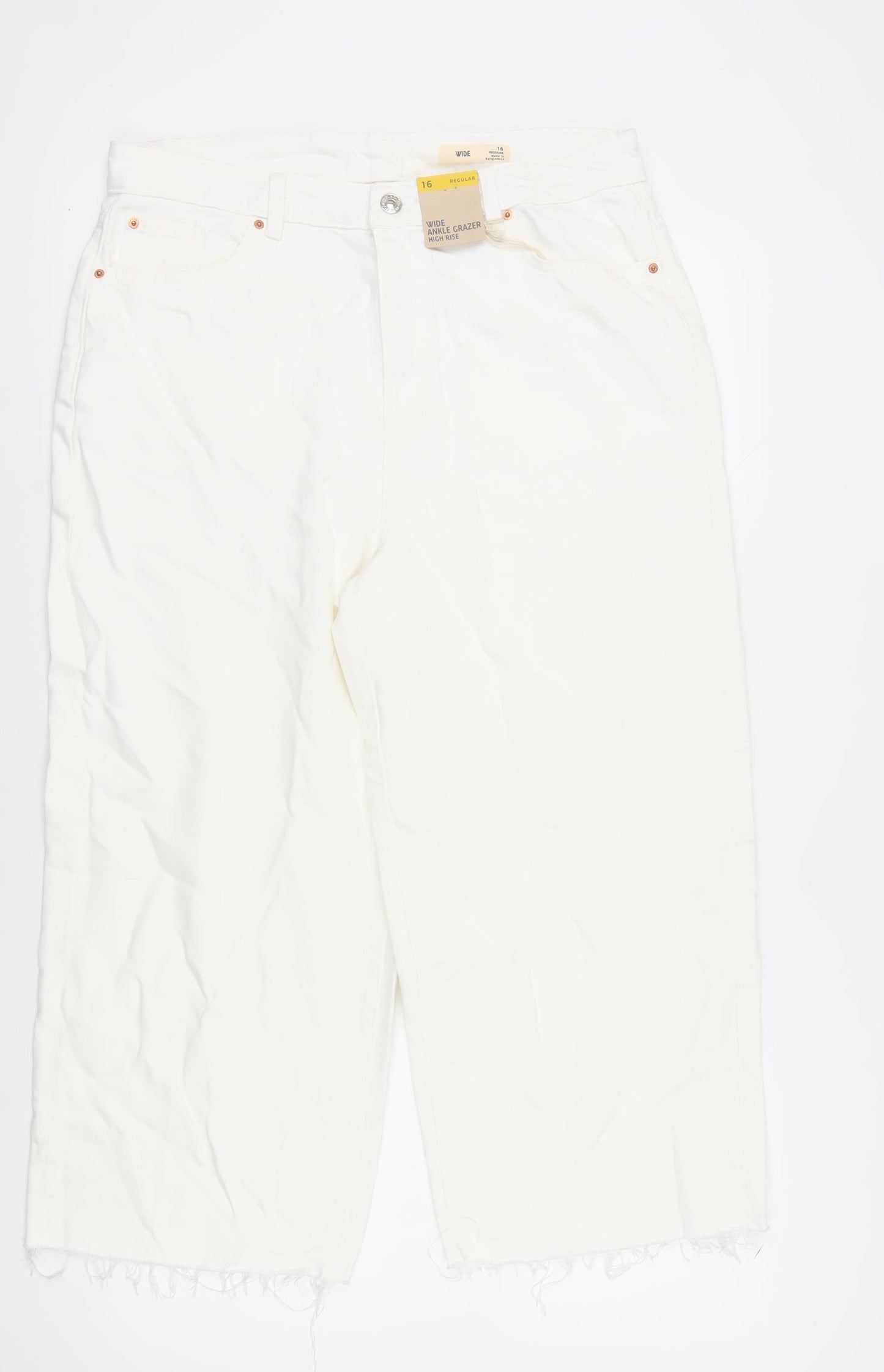 Marks and Spencer Women's Size 16 White Wide-Leg Jeans