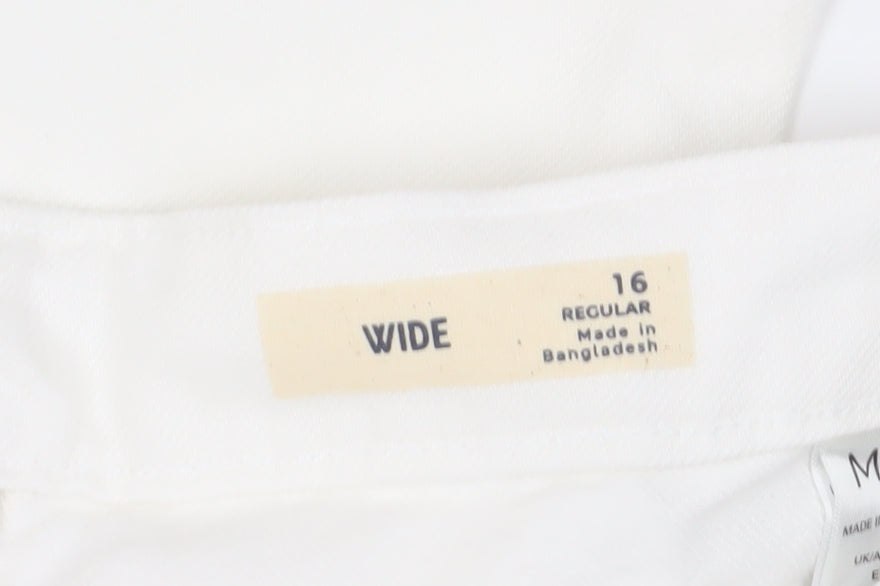 Marks and Spencer Women's Size 16 White Wide-Leg Jeans