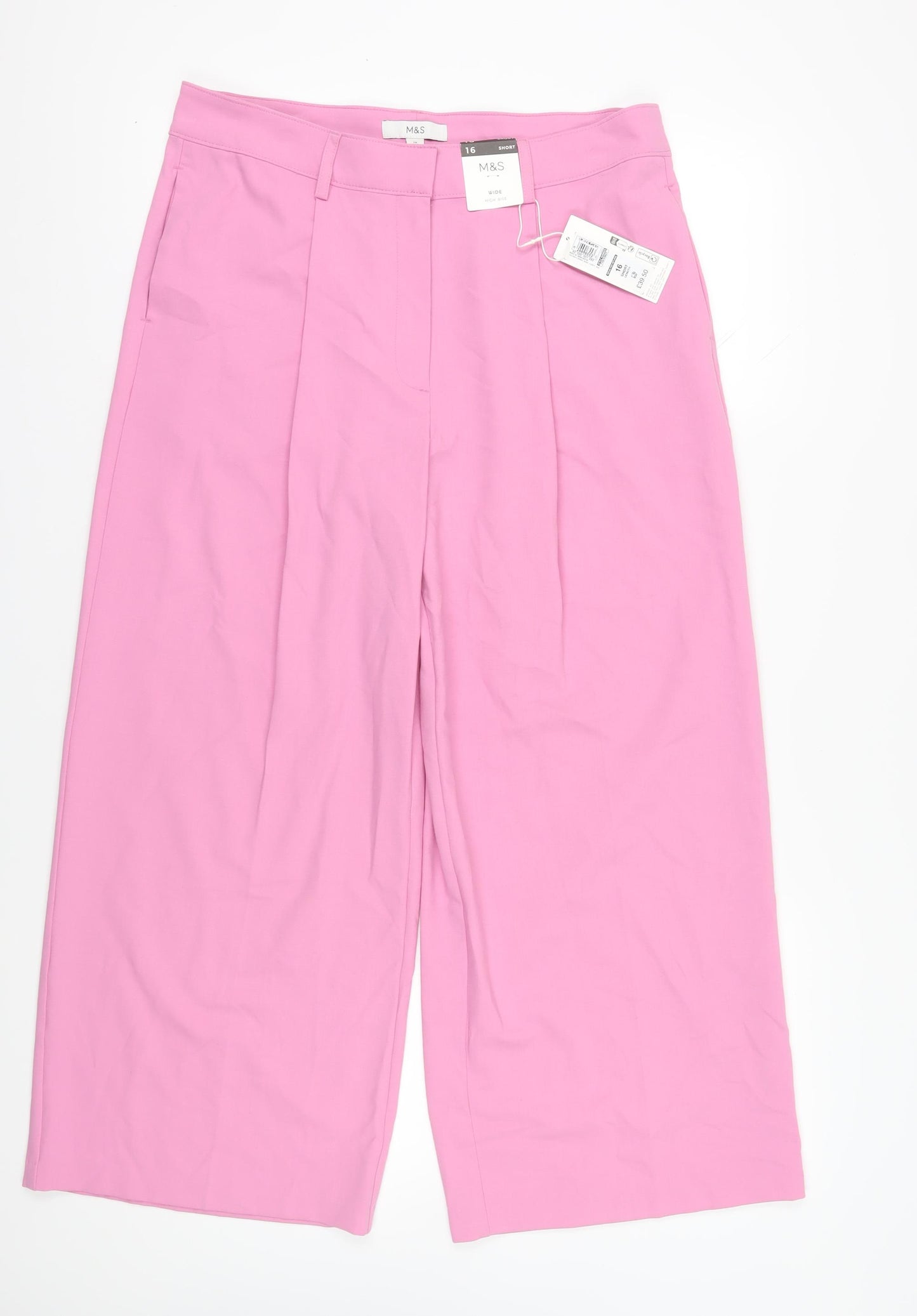 Marks and Spencer Women's Pink Pleated Trousers Size 16