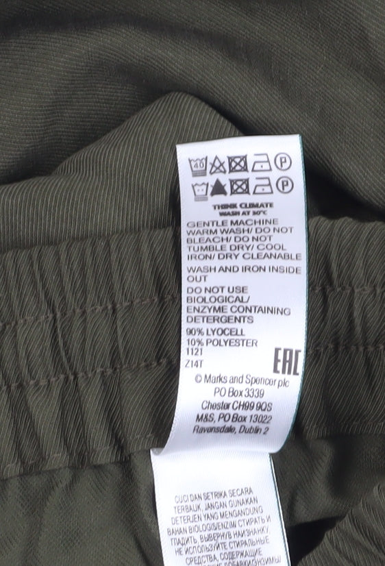 Marks and Spencer Womens Khaki Drawstring Joggers Size 16