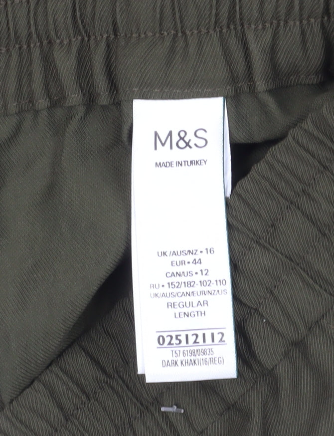Marks and Spencer Womens Khaki Drawstring Joggers Size 16