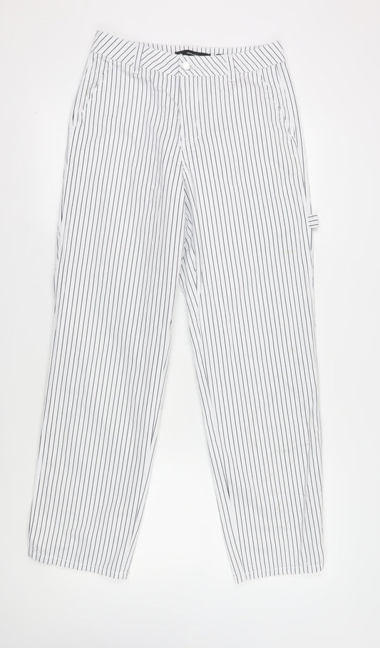 Vero Moda Women's White Striped Trousers, Size M