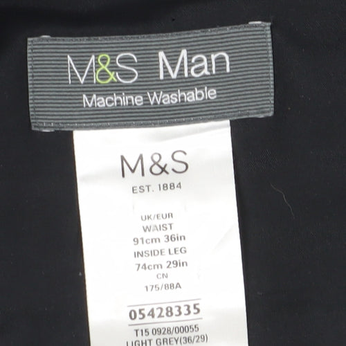 Marks and Spencer Men's Grey Dress Pants, L, Straight
