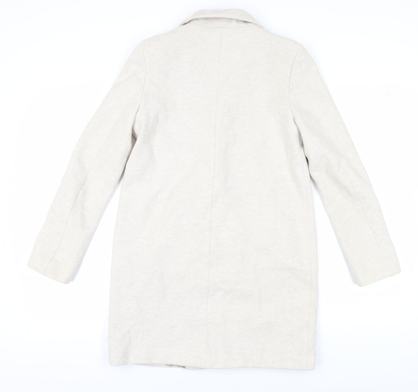 Zara Women Beige Pea Coat Button Mid-Length Elegant S