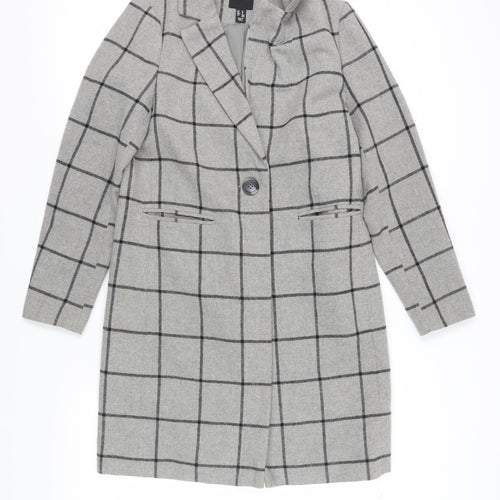 New Look Women's Grey Check Overcoat Size 6