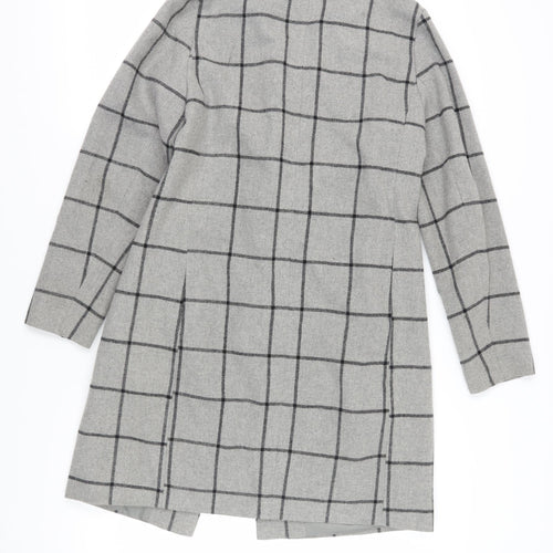 New Look Women's Grey Check Overcoat Size 6